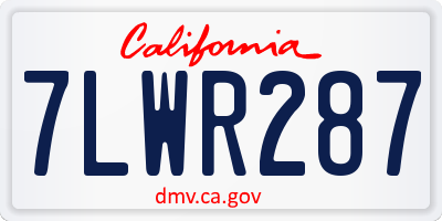 CA license plate 7LWR287