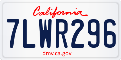 CA license plate 7LWR296