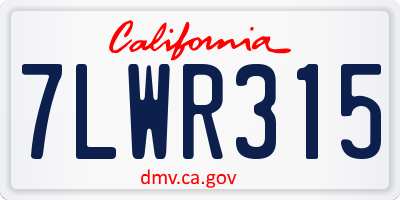 CA license plate 7LWR315