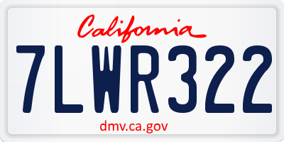 CA license plate 7LWR322