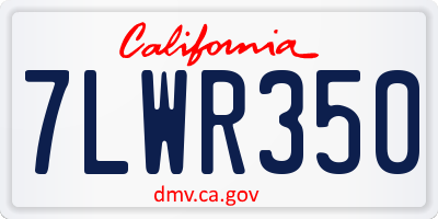 CA license plate 7LWR350
