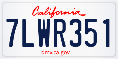 CA license plate 7LWR351