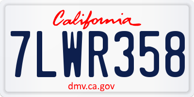 CA license plate 7LWR358