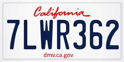 CA license plate 7LWR362