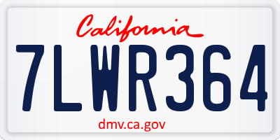 CA license plate 7LWR364
