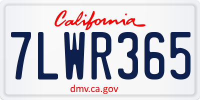 CA license plate 7LWR365