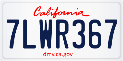CA license plate 7LWR367