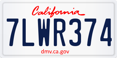 CA license plate 7LWR374