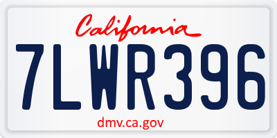 CA license plate 7LWR396
