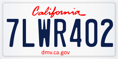 CA license plate 7LWR402