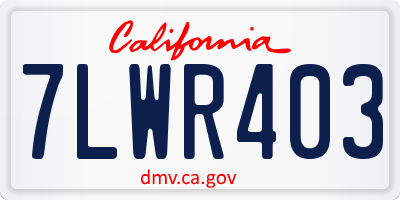CA license plate 7LWR403