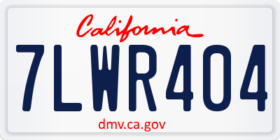 CA license plate 7LWR404