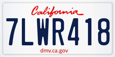 CA license plate 7LWR418