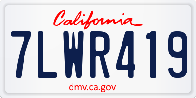 CA license plate 7LWR419