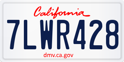 CA license plate 7LWR428
