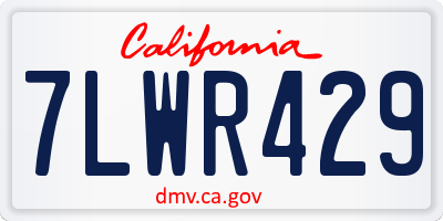 CA license plate 7LWR429