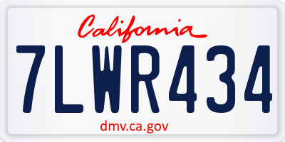 CA license plate 7LWR434
