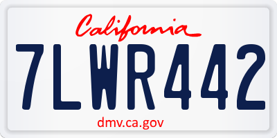 CA license plate 7LWR442