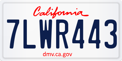 CA license plate 7LWR443