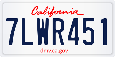 CA license plate 7LWR451