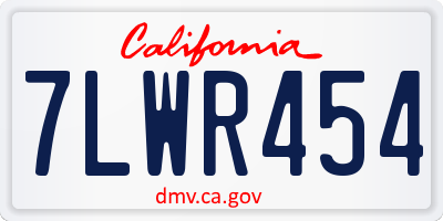 CA license plate 7LWR454