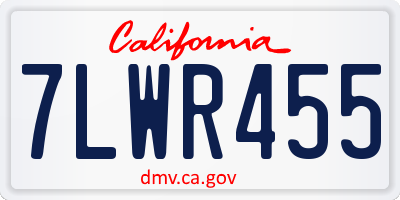 CA license plate 7LWR455