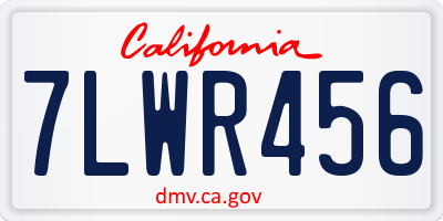 CA license plate 7LWR456