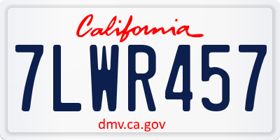 CA license plate 7LWR457
