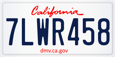CA license plate 7LWR458