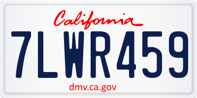 CA license plate 7LWR459