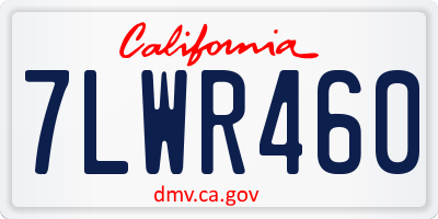 CA license plate 7LWR460