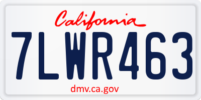 CA license plate 7LWR463