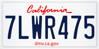 CA license plate 7LWR475