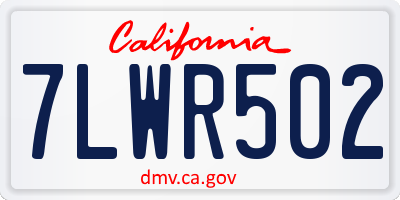 CA license plate 7LWR502