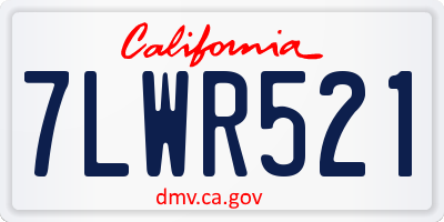 CA license plate 7LWR521