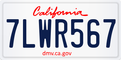 CA license plate 7LWR567