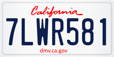 CA license plate 7LWR581