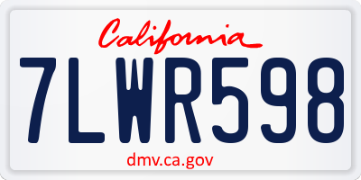 CA license plate 7LWR598