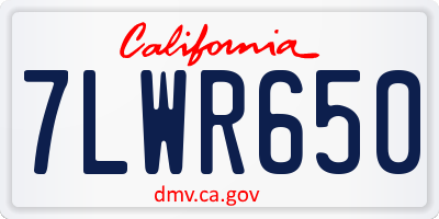 CA license plate 7LWR650