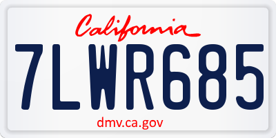 CA license plate 7LWR685