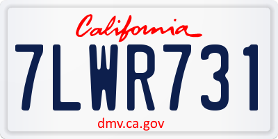 CA license plate 7LWR731