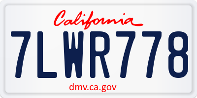CA license plate 7LWR778
