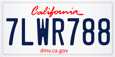 CA license plate 7LWR788