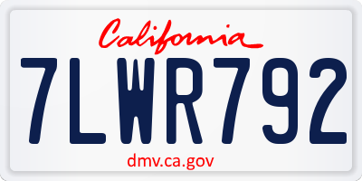 CA license plate 7LWR792