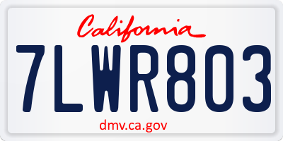 CA license plate 7LWR803