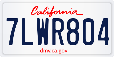 CA license plate 7LWR804