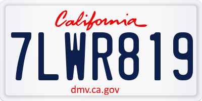 CA license plate 7LWR819