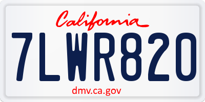 CA license plate 7LWR820