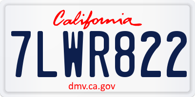 CA license plate 7LWR822