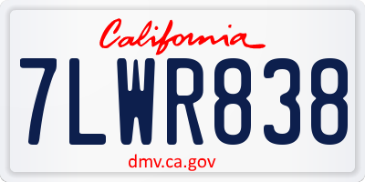 CA license plate 7LWR838